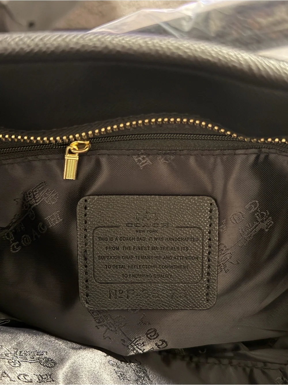 Coach Charcoal Signature Tote with Gold Accents